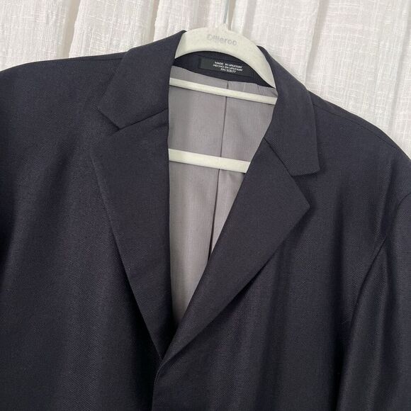 J. Ferrar Black 100% Silk 3 Button Satin Lined Blazer Sport Coat - Size 42R - Picture 2 of 11